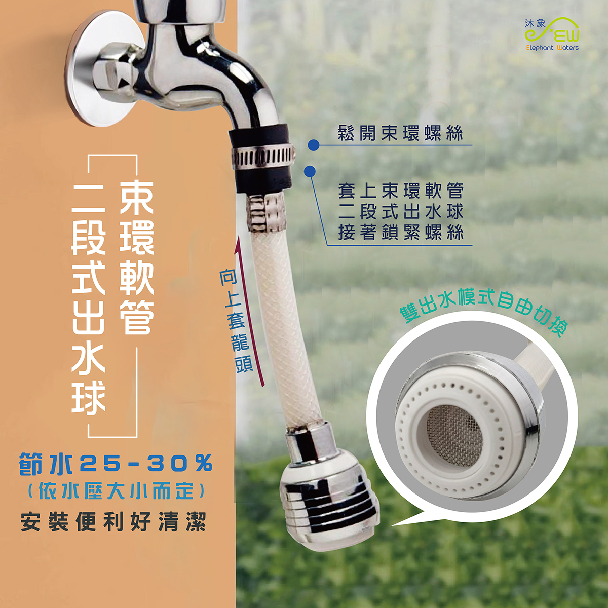EW401-66 束環軟管二段式出水球