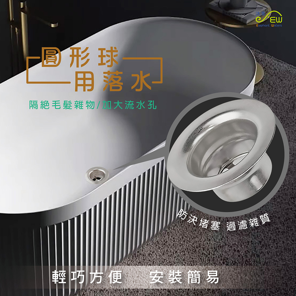 圓形球用落水 1 ½" 圓形球用落水 1 ½"
